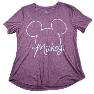 Disney Mickey Outline  T-shirt Women's Size L Purple Short Sleeve Mickey Mouse
